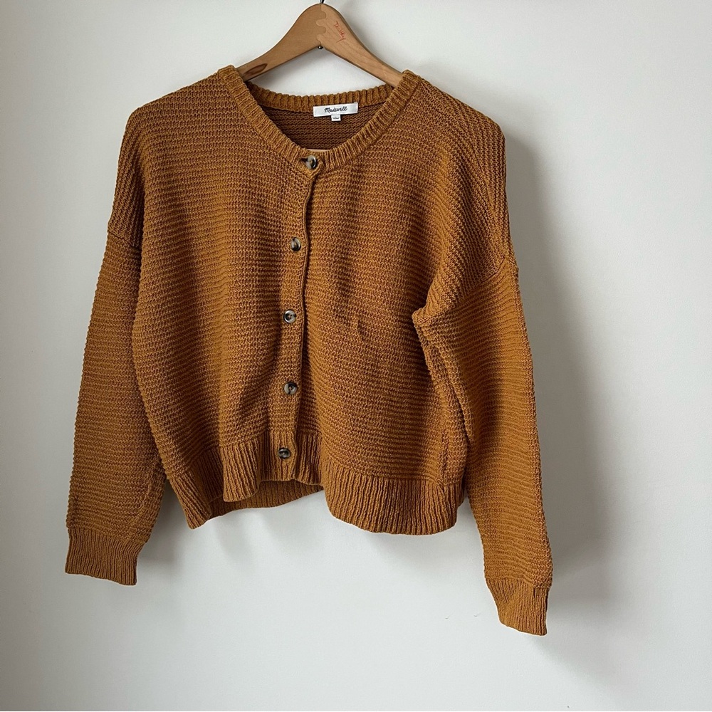 Madewell Women's Mustard yellow cardigan Button-Up Sweater small